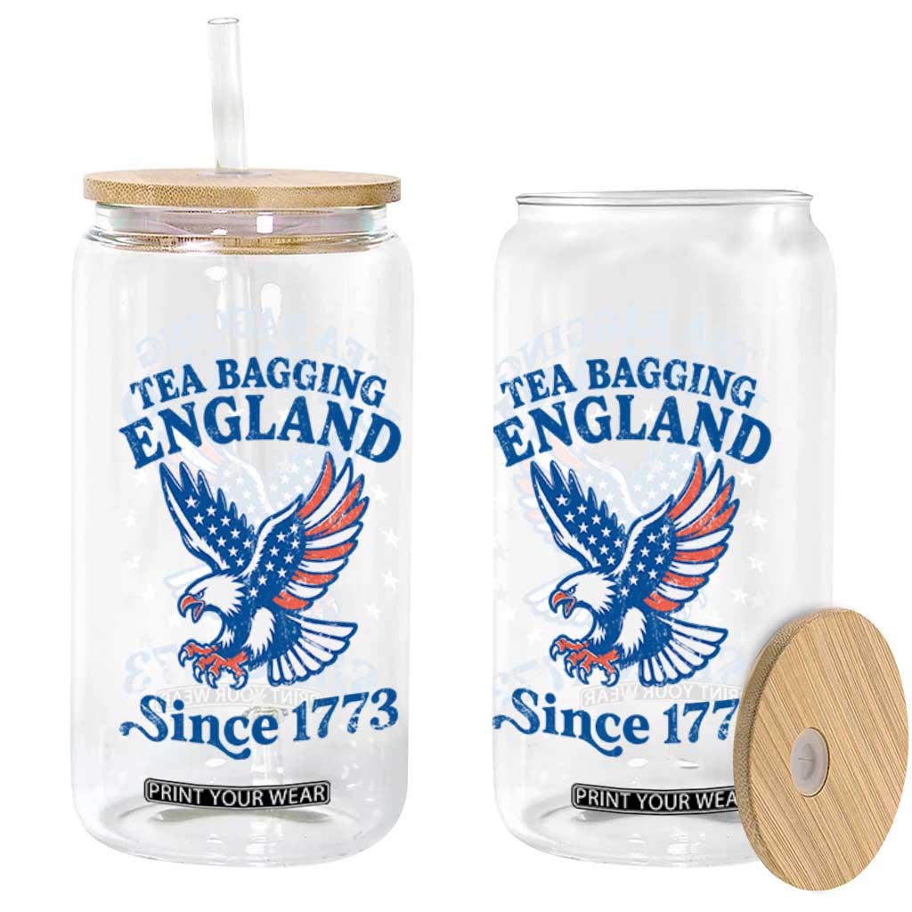 Tea Bagging England Since 1773 Glass Can Patriotic Eagle 4th of July TS11 Print Your Wear