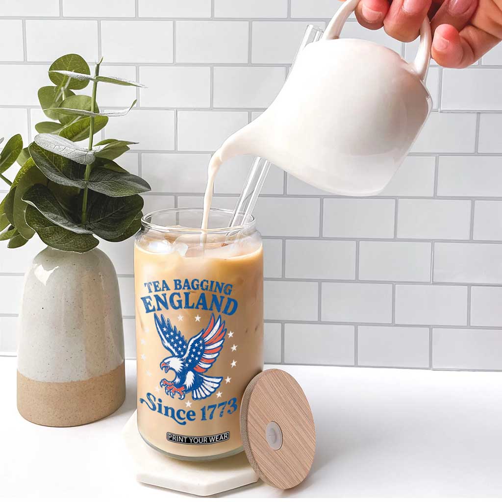 Tea Bagging England Since 1773 Glass Can Patriotic Eagle 4th of July TS11 Print Your Wear
