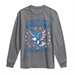 Tea Bagging England Since 1773 Long Sleeve Shirt Patriotic Eagle 4th of July TS11 Charcoal Print Your Wear