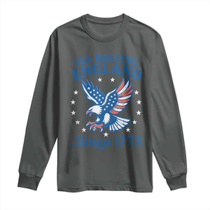Tea Bagging England Since 1773 Long Sleeve Shirt Patriotic Eagle 4th of July TS11 Dark Heather Print Your Wear