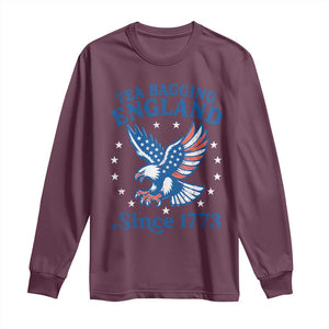 Tea Bagging England Since 1773 Long Sleeve Shirt Patriotic Eagle 4th of July TS11 Maroon Print Your Wear