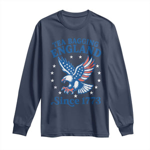 Tea Bagging England Since 1773 Long Sleeve Shirt Patriotic Eagle 4th of July TS11 Navy Print Your Wear