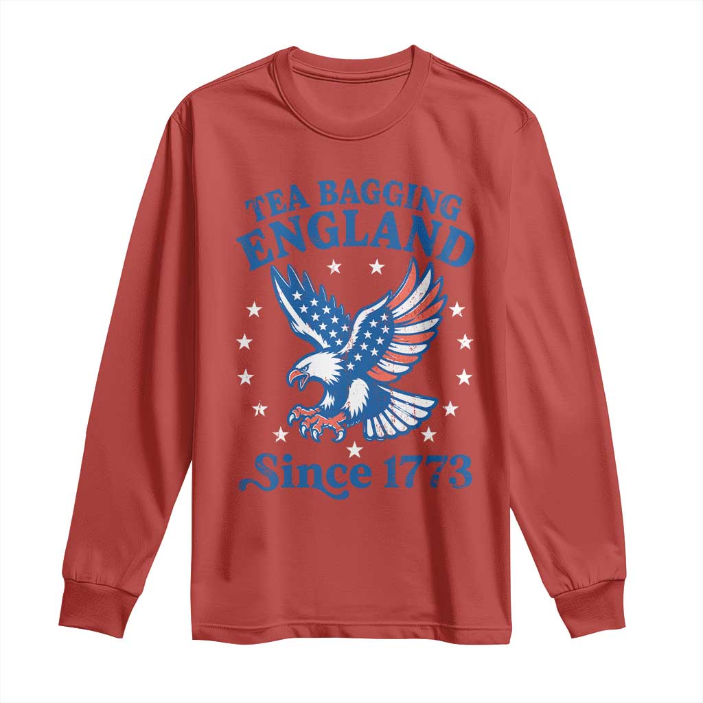 Tea Bagging England Since 1773 Long Sleeve Shirt Patriotic Eagle 4th of July TS11 Red Print Your Wear