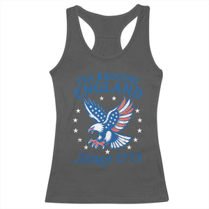Tea Bagging England Since 1773 Racerback Tank Top Patriotic Eagle 4th of July TS11 Dark Heather Print Your Wear