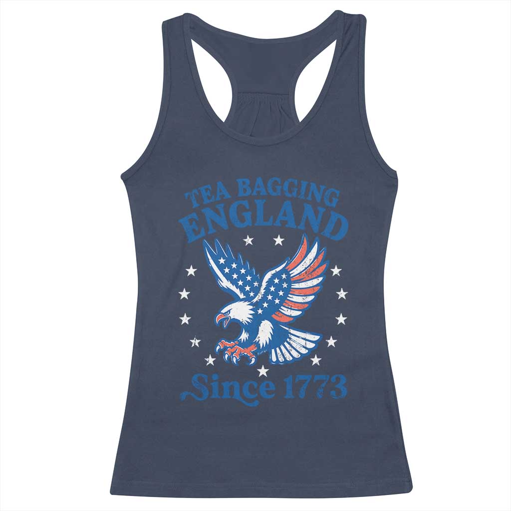 Tea Bagging England Since 1773 Racerback Tank Top Patriotic Eagle 4th of July TS11 Navy Print Your Wear