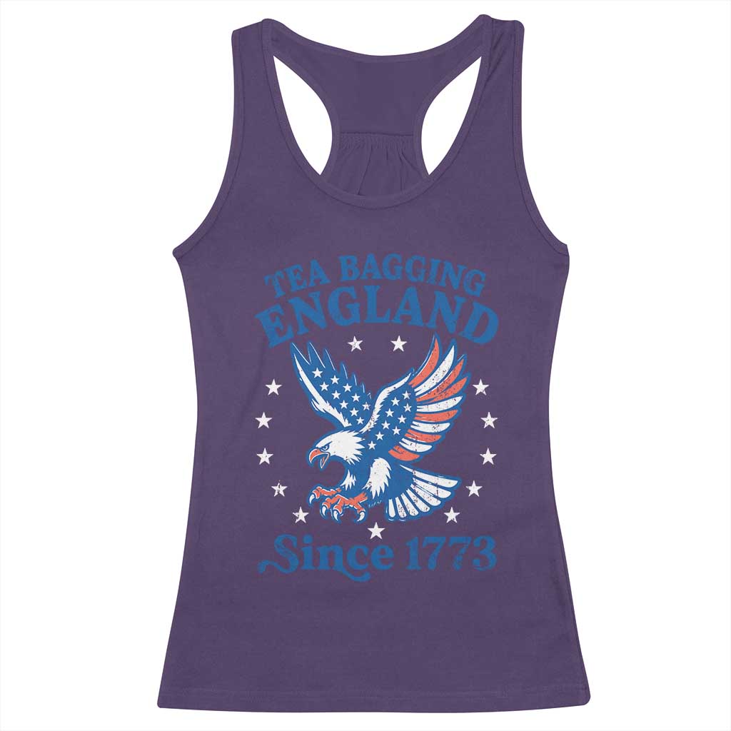 Tea Bagging England Since 1773 Racerback Tank Top Patriotic Eagle 4th of July TS11 Purple Print Your Wear