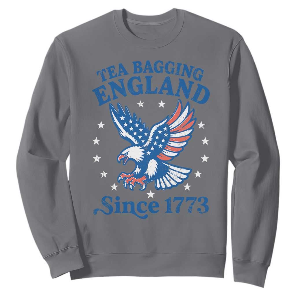 Tea Bagging England Since 1773 Sweatshirt Patriotic Eagle 4th of July TS11 Charcoal Print Your Wear