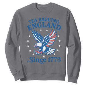 Tea Bagging England Since 1773 Sweatshirt Patriotic Eagle 4th of July TS11 Charcoal Print Your Wear
