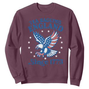 Tea Bagging England Since 1773 Sweatshirt Patriotic Eagle 4th of July TS11 Maroon Print Your Wear