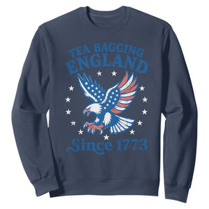 Tea Bagging England Since 1773 Sweatshirt Patriotic Eagle 4th of July TS11 Navy Print Your Wear
