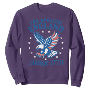 Tea Bagging England Since 1773 Sweatshirt Patriotic Eagle 4th of July TS11 Purple Print Your Wear