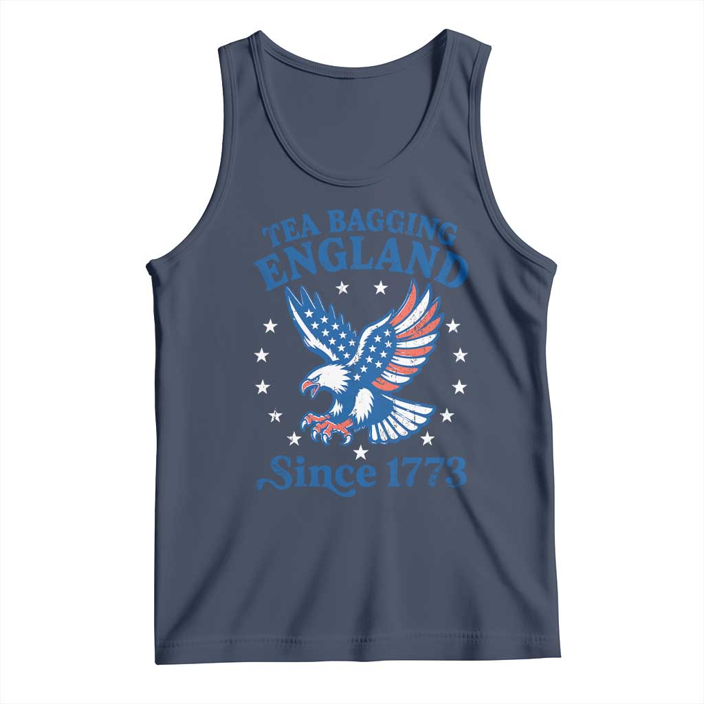 Tea Bagging England Since 1773 Tank Top Patriotic Eagle 4th of July TS11 Navy Print Your Wear