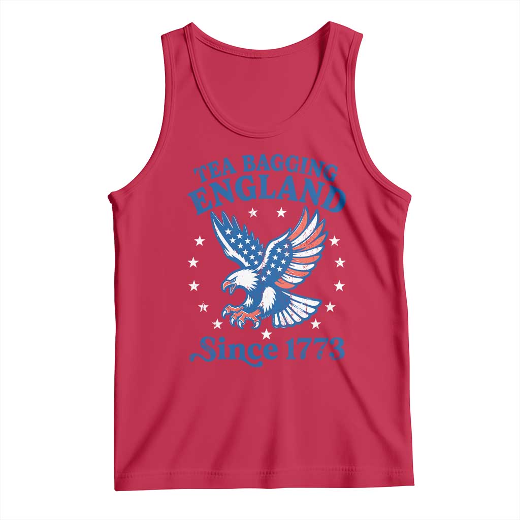 Tea Bagging England Since 1773 Tank Top Patriotic Eagle 4th of July TS11 Red Print Your Wear