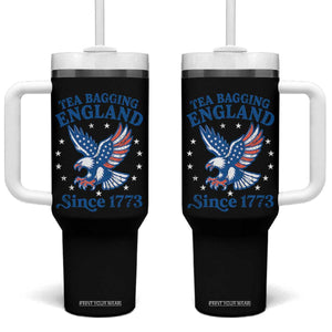 Tea Bagging England Since 1773 Tumbler With Handle Patriotic Eagle 4th of July TS11 One Size: 40 oz Black Print Your Wear