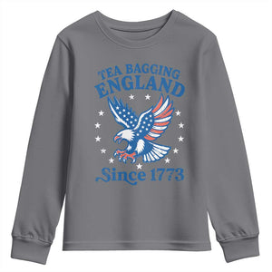 Tea Bagging England Since 1773 Youth Sweatshirt Patriotic Eagle 4th of July TS11 Charcoal Print Your Wear