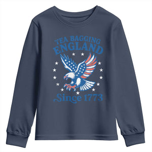Tea Bagging England Since 1773 Youth Sweatshirt Patriotic Eagle 4th of July TS11 Navy Print Your Wear