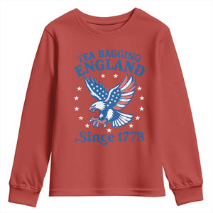 Tea Bagging England Since 1773 Youth Sweatshirt Patriotic Eagle 4th of July TS11 Red Print Your Wear