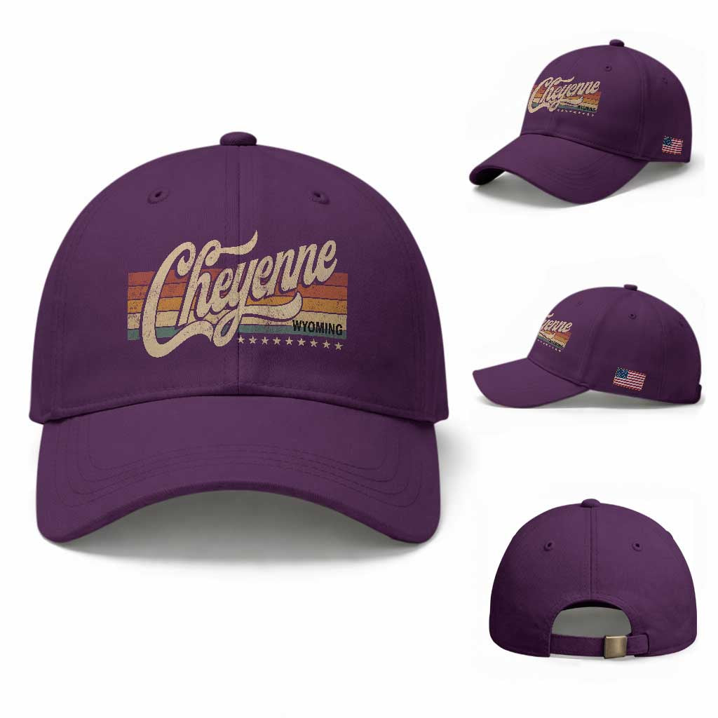 Cheyenne Wyoming Pride Retro Vintage WY State Baseball Cap TS11 Baseball Cap Universal Fit Purple Print Your Wear