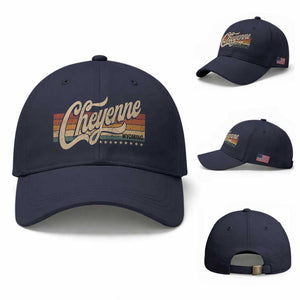 Cheyenne Wyoming Pride Retro Vintage WY State Baseball Cap TS11 Baseball Cap Universal Fit Navy Print Your Wear