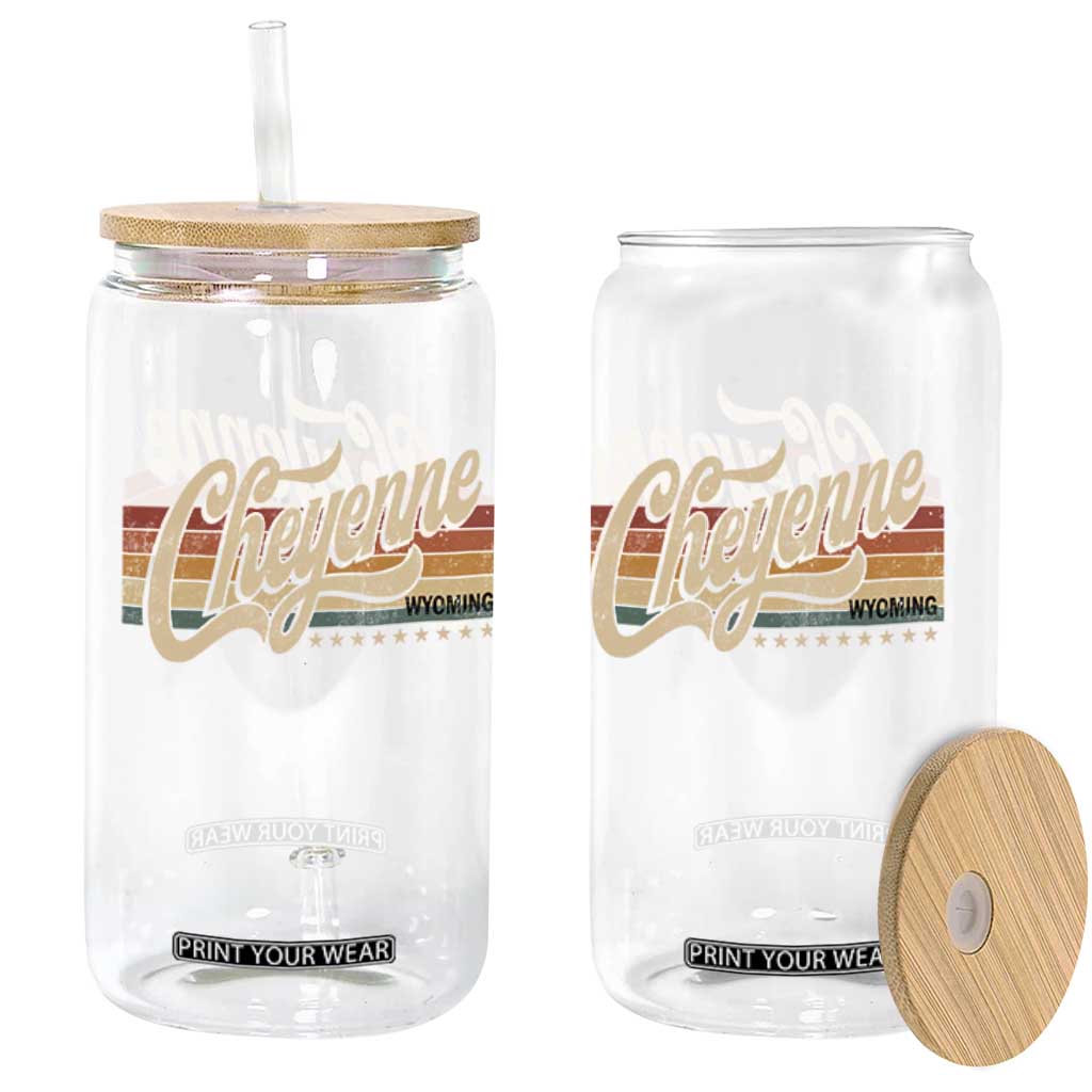 Cheyenne Wyoming Pride Retro Vintage WY State Glass Can TS11 Print Your Wear