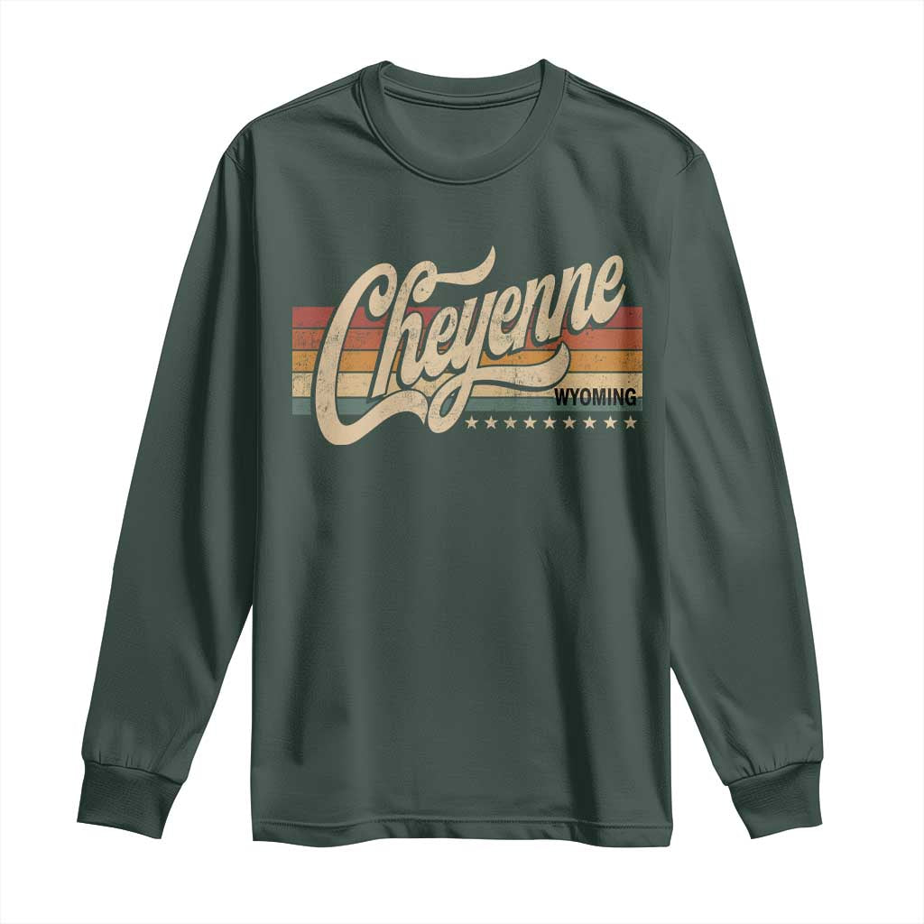 Cheyenne Wyoming Pride Retro Vintage WY State Long Sleeve Shirt TS11 Dark Forest Green Print Your Wear
