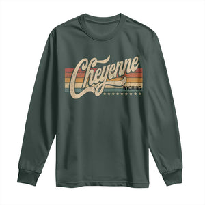 Cheyenne Wyoming Pride Retro Vintage WY State Long Sleeve Shirt TS11 Dark Forest Green Print Your Wear
