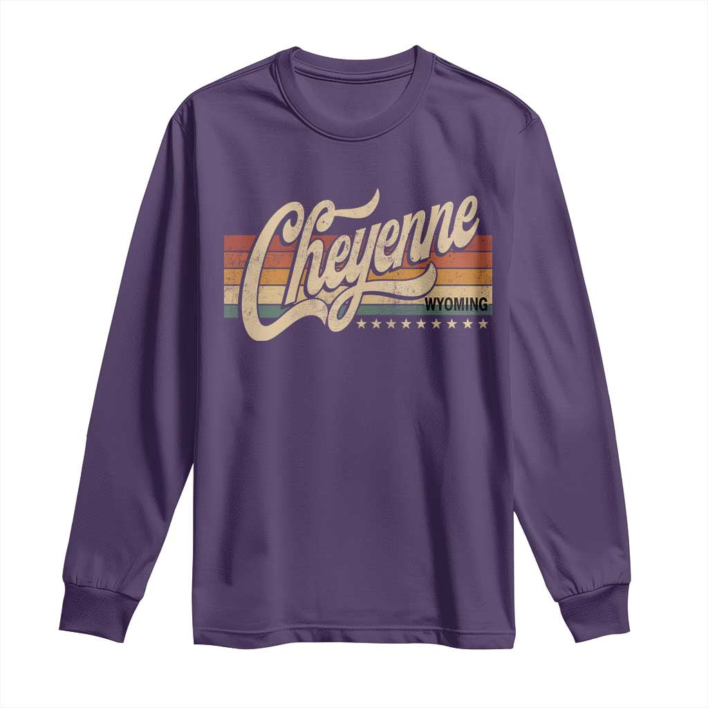 Cheyenne Wyoming Pride Retro Vintage WY State Long Sleeve Shirt TS11 Purple Print Your Wear