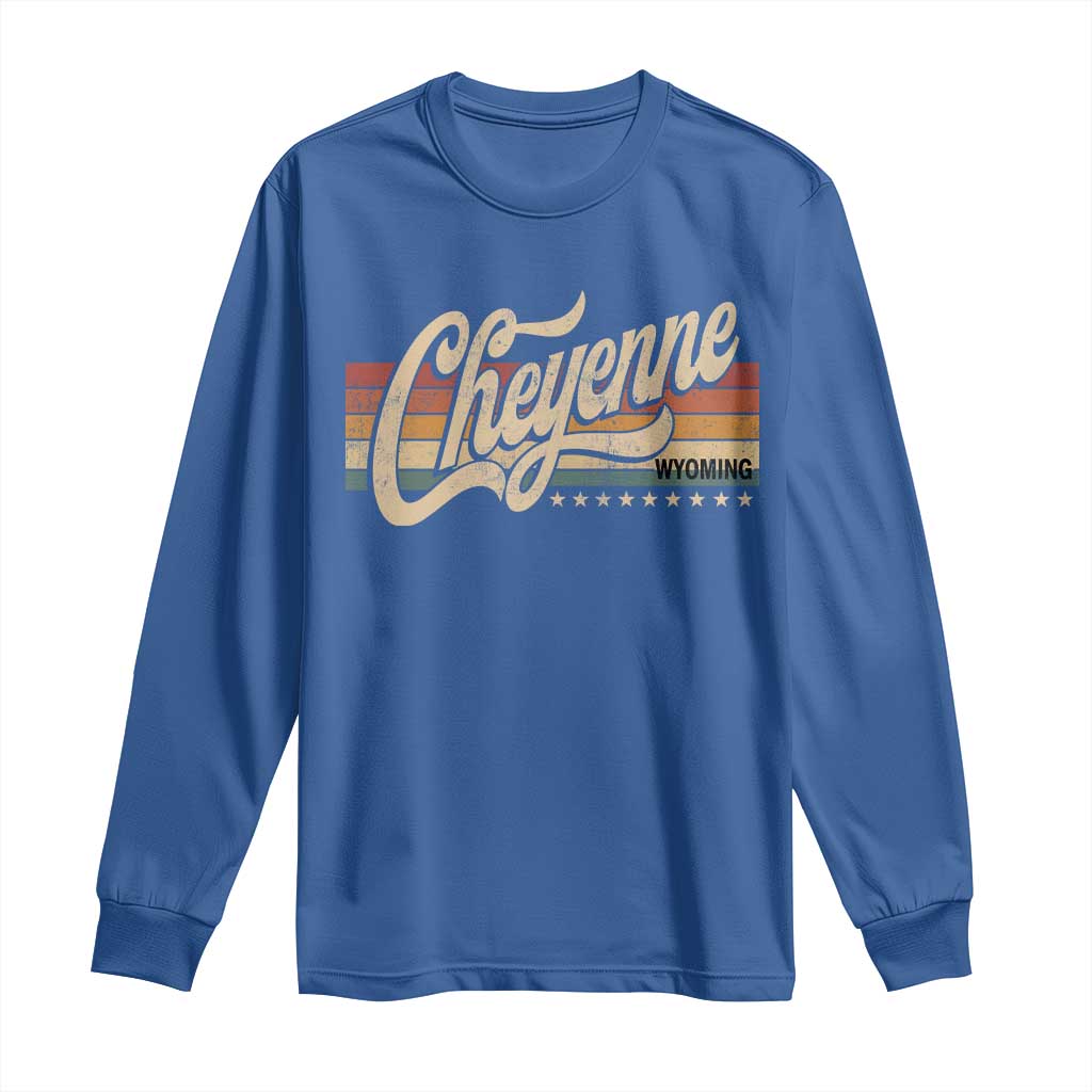 Cheyenne Wyoming Pride Retro Vintage WY State Long Sleeve Shirt TS11 Royal Blue Print Your Wear