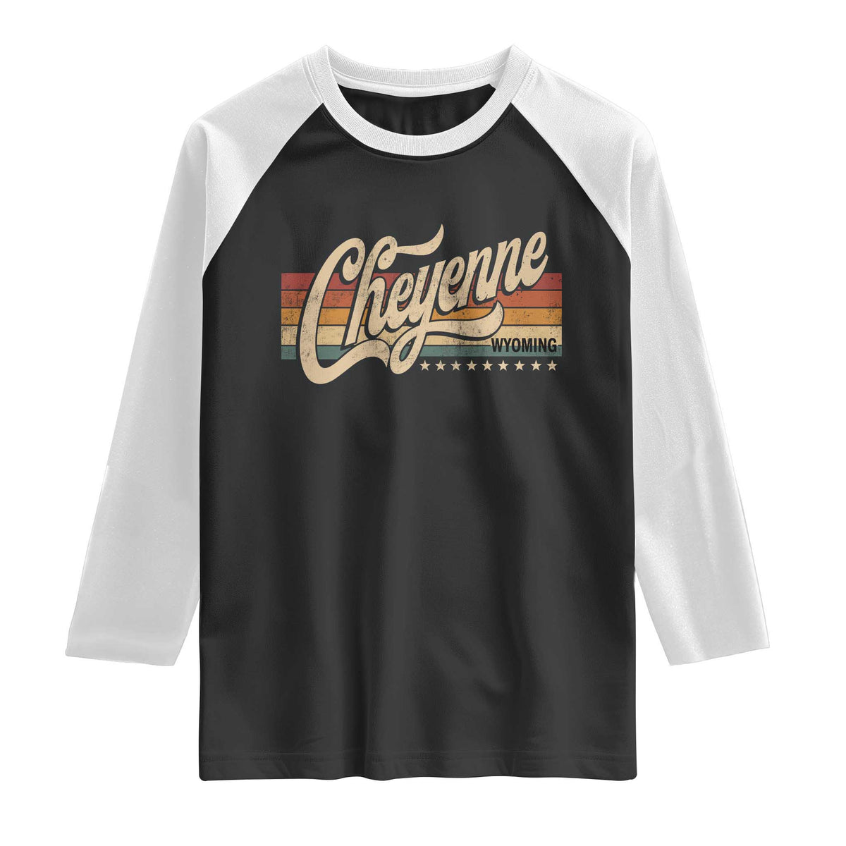 Cheyenne Wyoming Pride Retro Vintage WY State Raglan Shirt TS11 Black White Print Your Wear