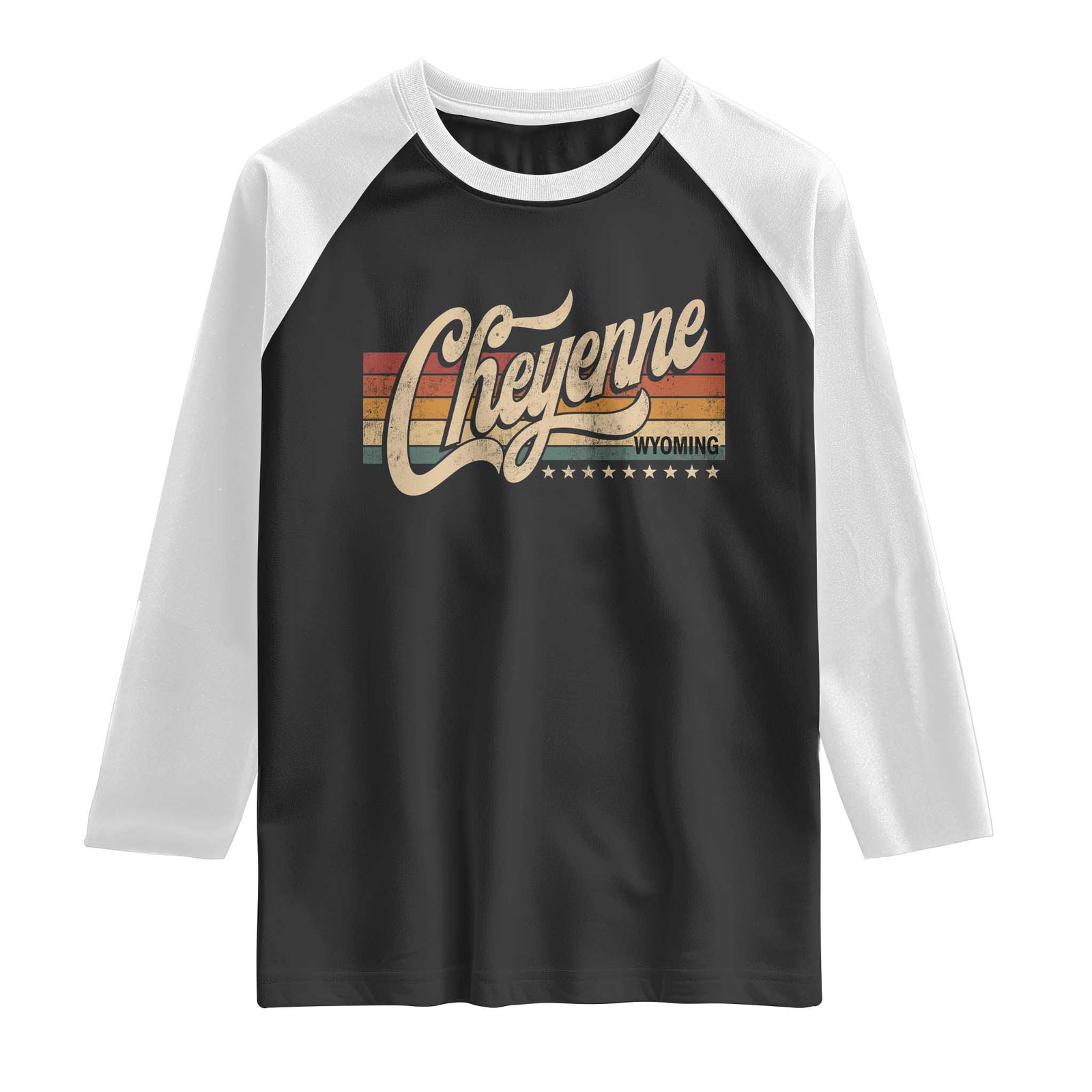 Cheyenne Wyoming Pride Retro Vintage WY State Raglan Shirt TS11 Black White Print Your Wear