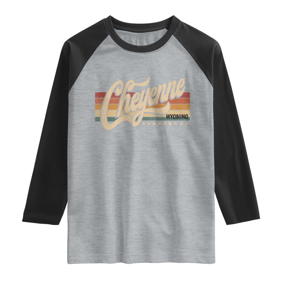 Cheyenne Wyoming Pride Retro Vintage WY State Raglan Shirt TS11 Heather Gray Black Print Your Wear