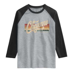 Cheyenne Wyoming Pride Retro Vintage WY State Raglan Shirt TS11 Heather Gray Black Print Your Wear