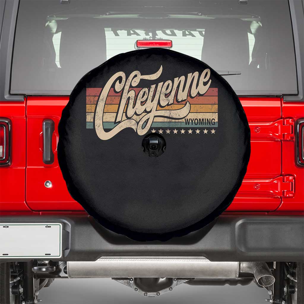 Cheyenne Wyoming Pride Retro Vintage WY State Spare Tire Cover TS11 Black Print Your Wear