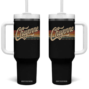 Cheyenne Wyoming Pride Retro Vintage WY State Tumbler With Handle TS11 One Size: 40 oz Black Print Your Wear