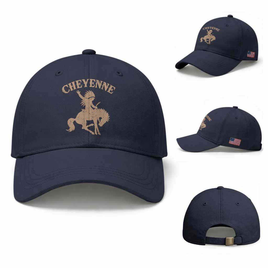 Cheyenne State Native American Cowboy Rodeo Baseball Cap TS11 Baseball Cap Universal Fit Navy Print Your Wear