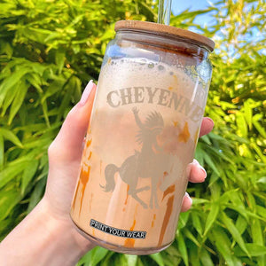 Cheyenne State Native American Cowboy Rodeo Glass Can TS11 Black Print Your Wear