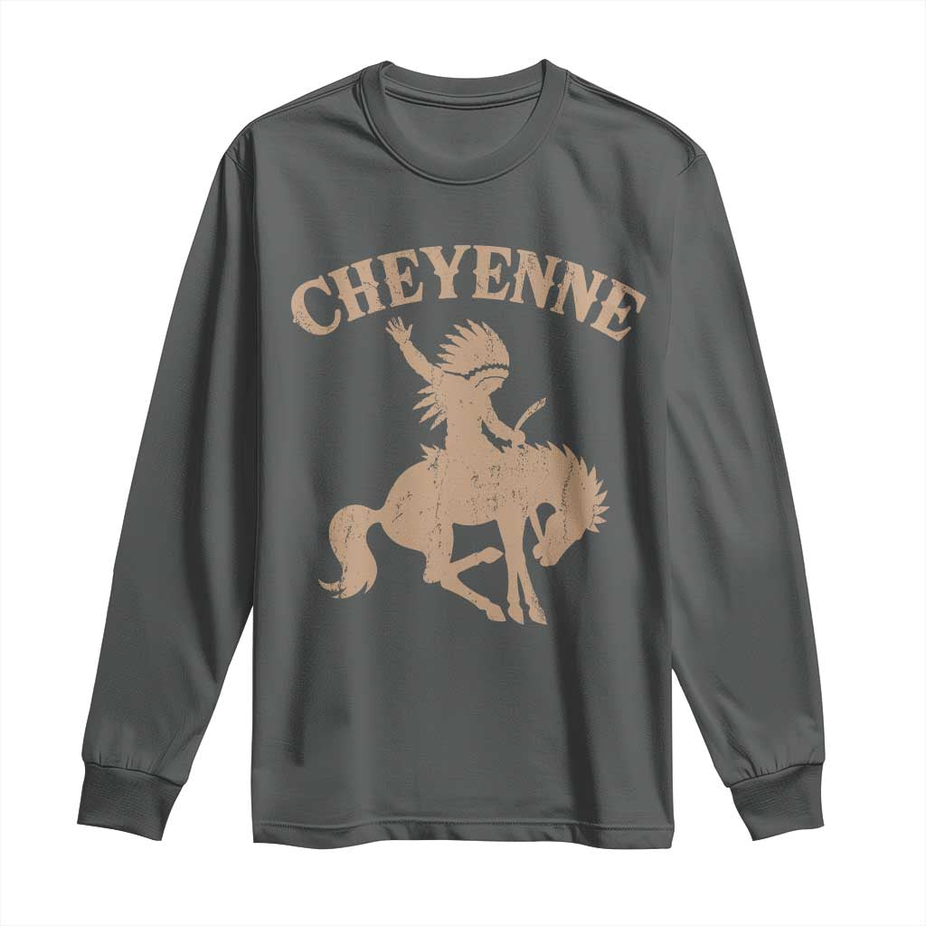 Cheyenne State Native American Cowboy Rodeo Long Sleeve Shirt TS11 Dark Heather Print Your Wear