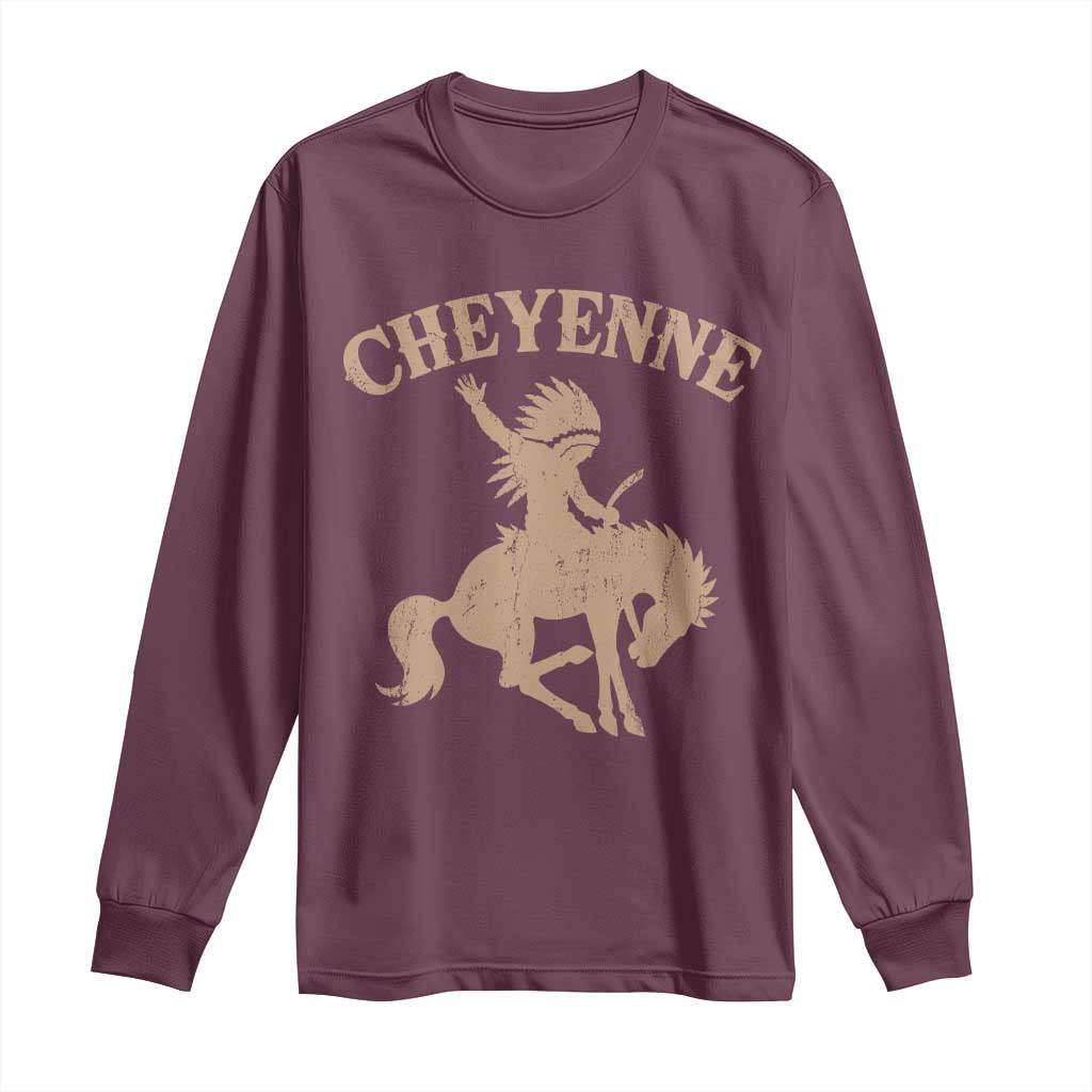 Cheyenne State Native American Cowboy Rodeo Long Sleeve Shirt TS11 Maroon Print Your Wear