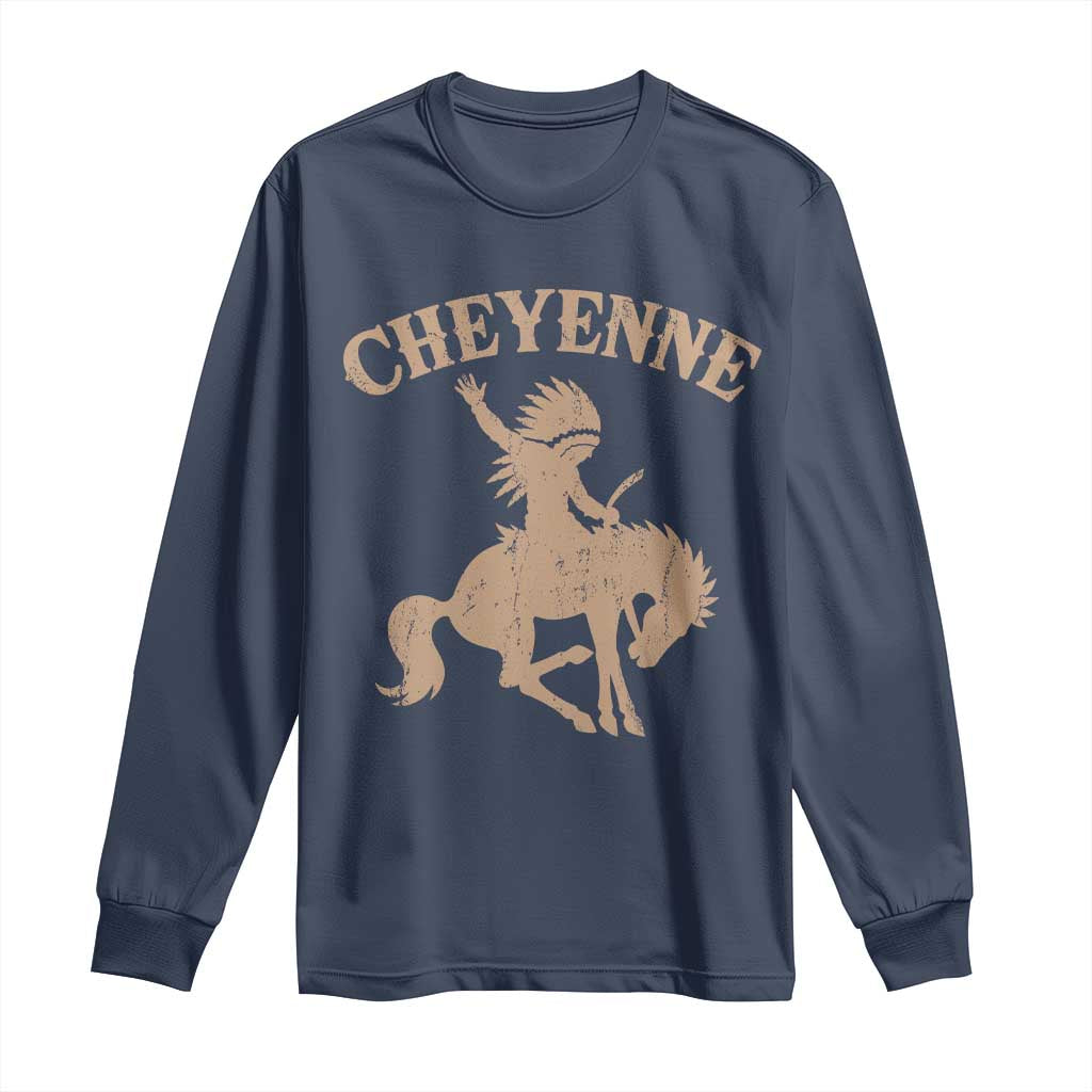 Cheyenne State Native American Cowboy Rodeo Long Sleeve Shirt TS11 Navy Print Your Wear