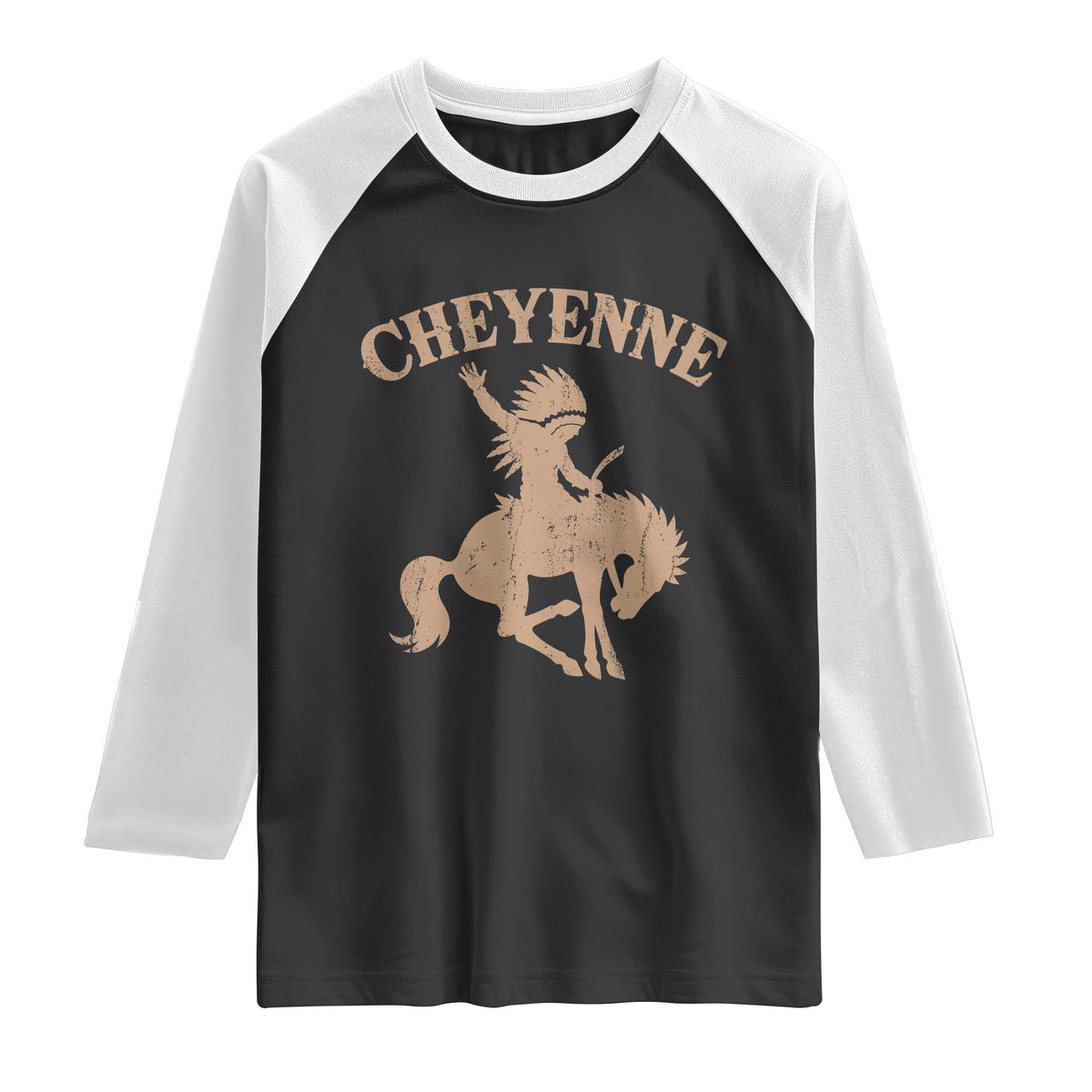 Cheyenne State Native American Cowboy Rodeo Raglan Shirt TS11 Black White Print Your Wear