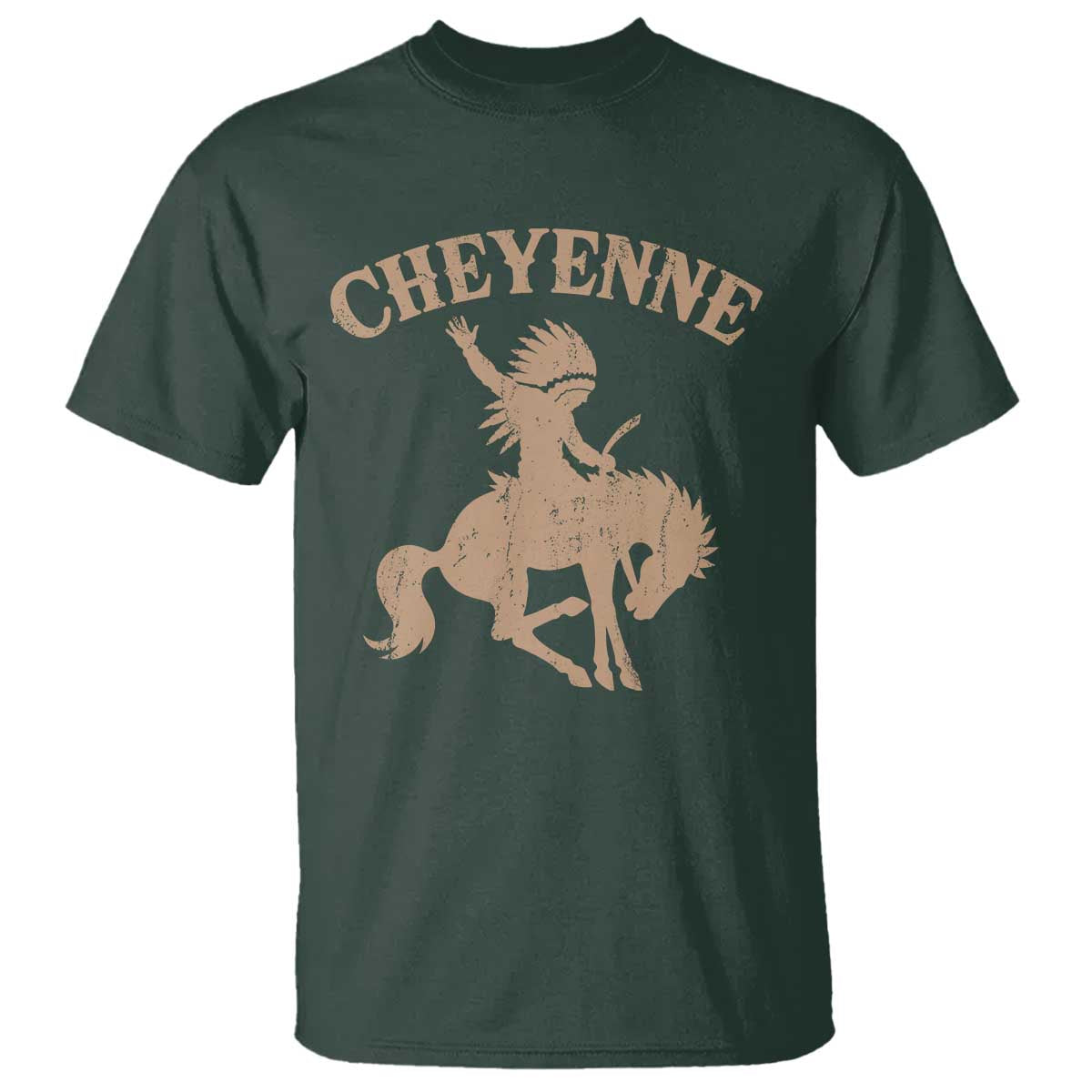 Cheyenne State Native American Cowboy Rodeo T Shirt TS11 Dark Forest Green Print Your Wear