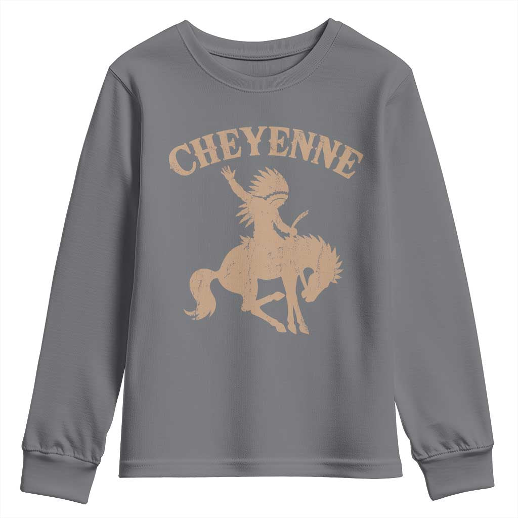 Cheyenne State Native American Cowboy Rodeo Youth Sweatshirt TS11 Charcoal Print Your Wear