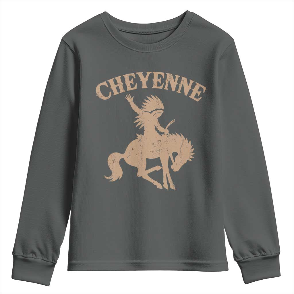 Cheyenne State Native American Cowboy Rodeo Youth Sweatshirt TS11 Dark Heather Print Your Wear