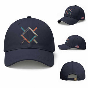 Northern Cheyenne Tribe Flag Montana Tribal Pattern Baseball Cap TS11 Baseball Cap Universal Fit Navy Print Your Wear
