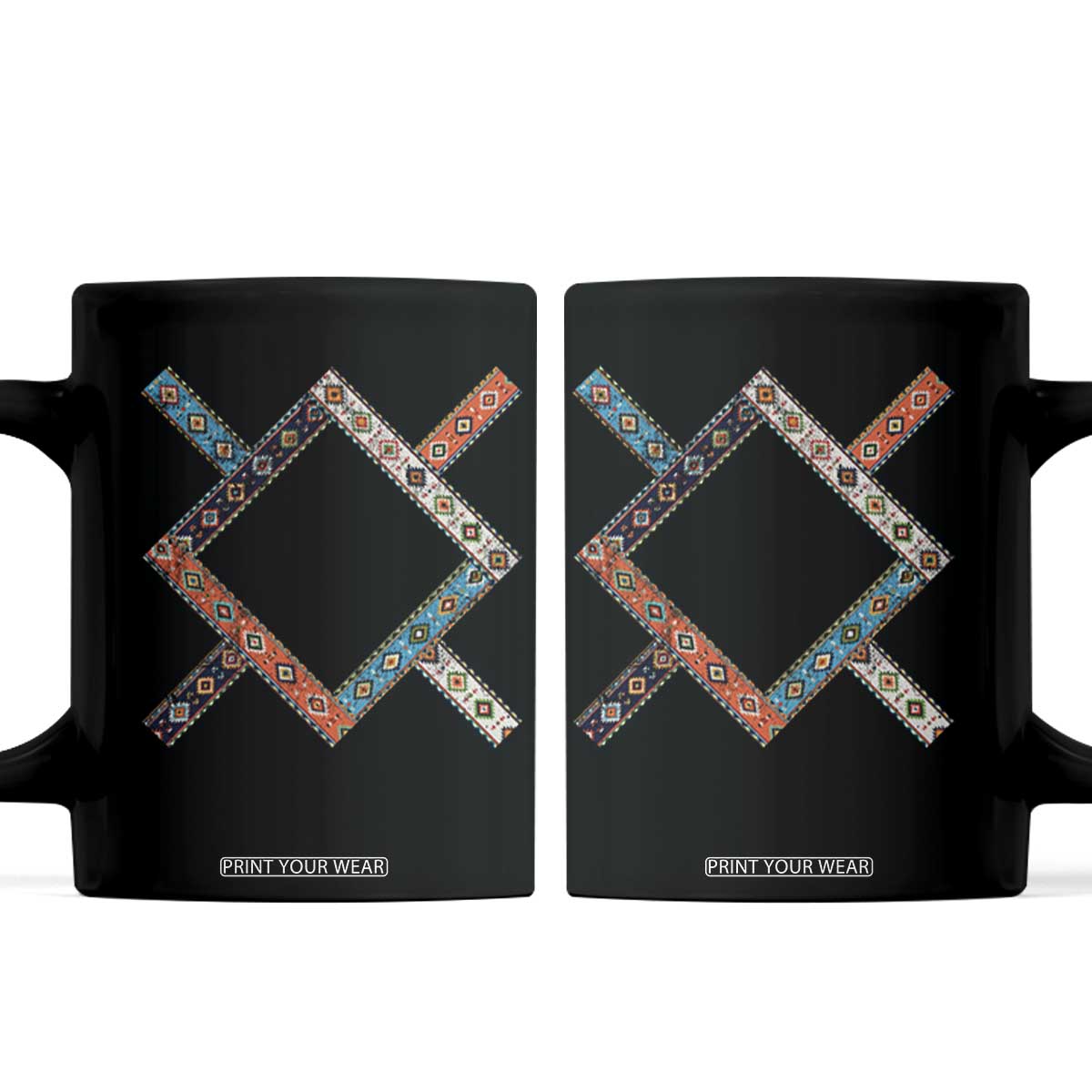 Northern Cheyenne Tribe Flag Montana Tribal Pattern Coffee Mug TS11 Black Print Your Wear