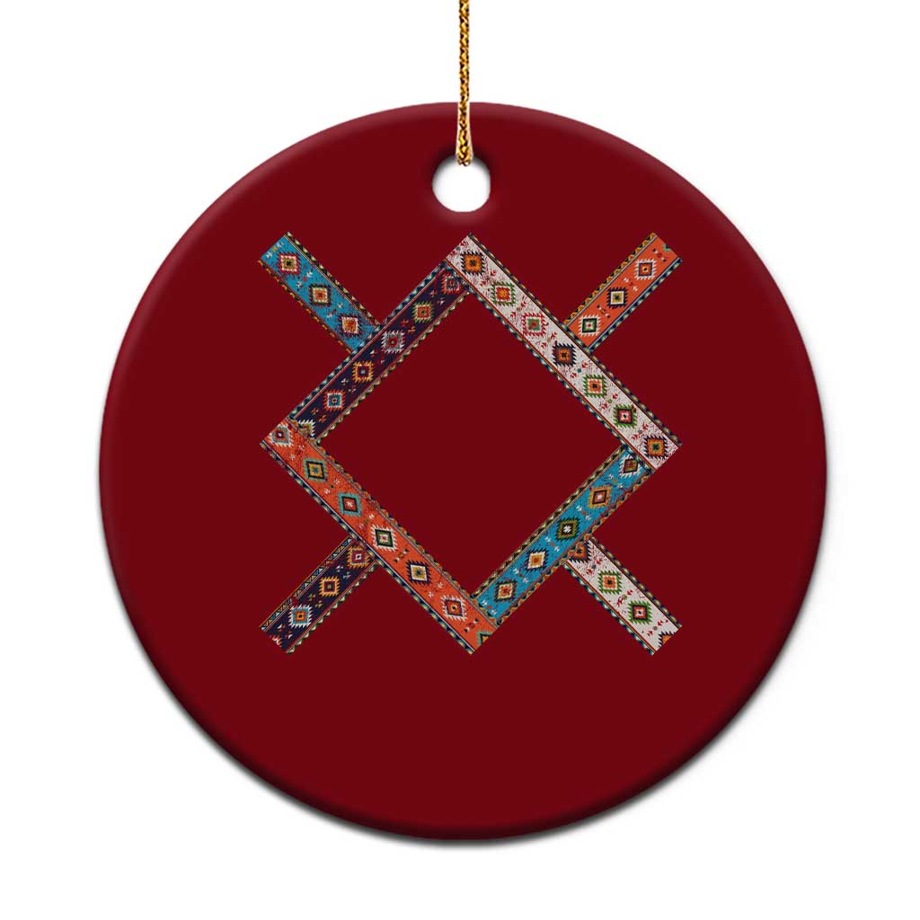 Northern Cheyenne Tribe Flag Montana Tribal Pattern Ceramic Ornament TS11 1pc Red Print Your Wear