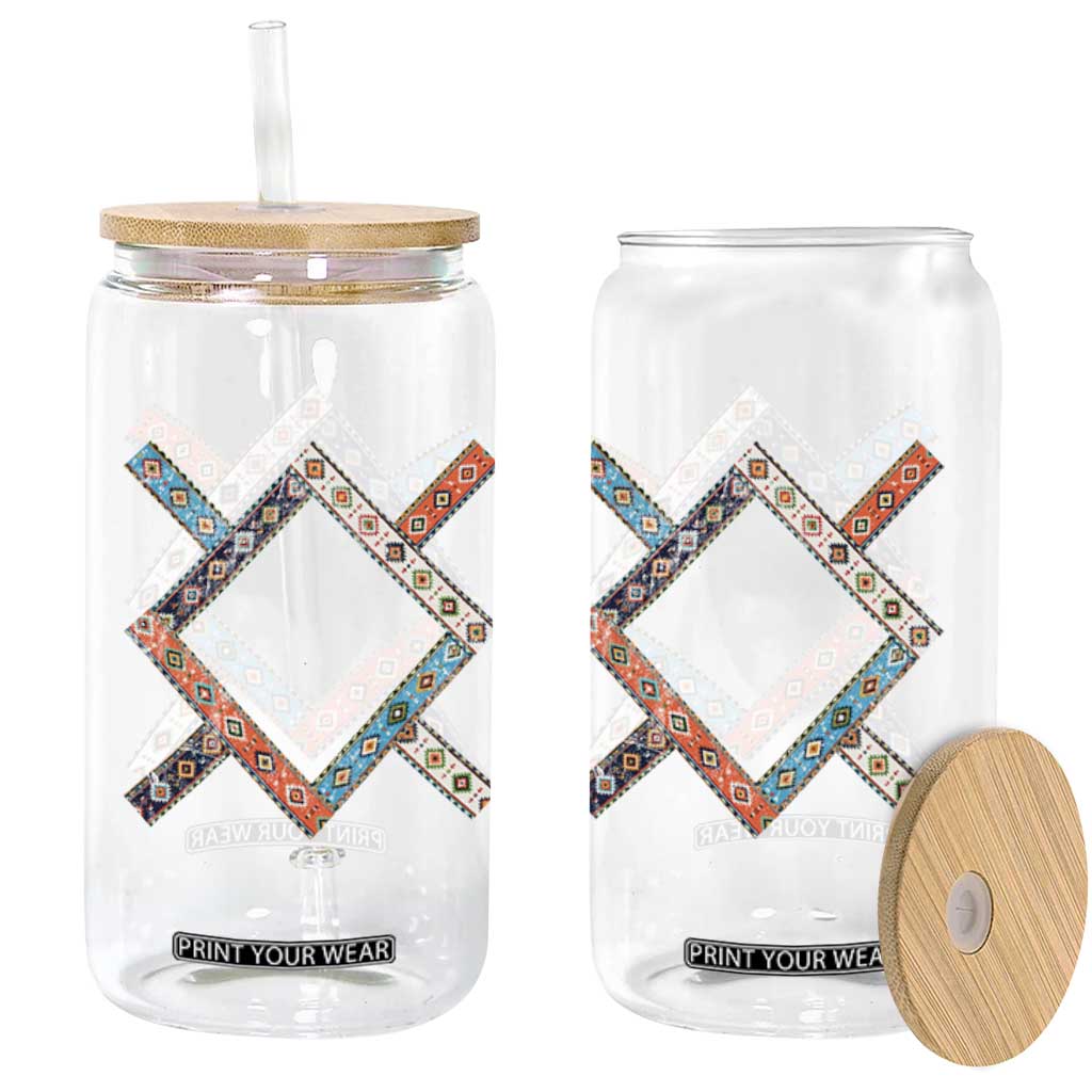 Northern Cheyenne Tribe Flag Montana Tribal Pattern Glass Can TS11 Print Your Wear