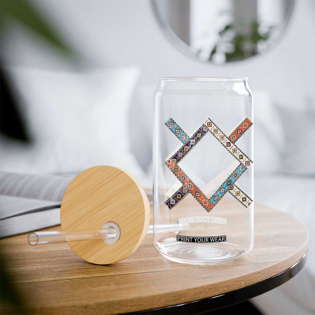 Northern Cheyenne Tribe Flag Montana Tribal Pattern Glass Can TS11 Print Your Wear