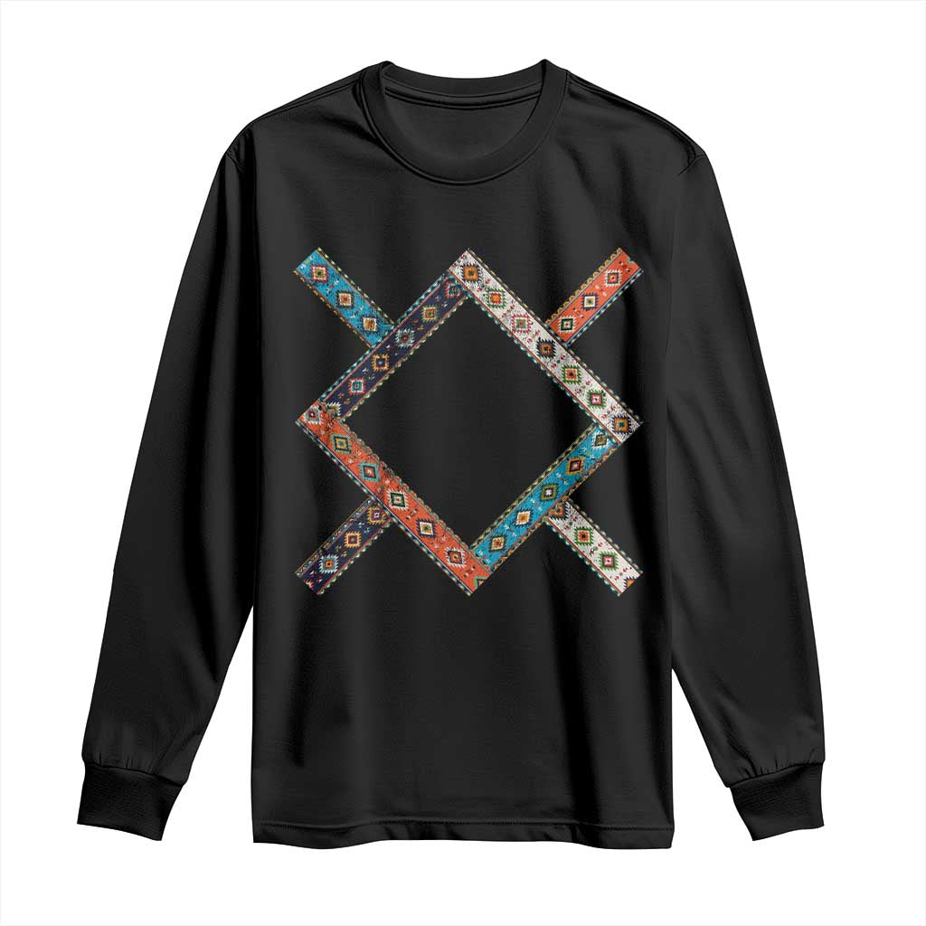 Northern Cheyenne Tribe Flag Montana Tribal Pattern Long Sleeve Shirt TS11 Black Print Your Wear