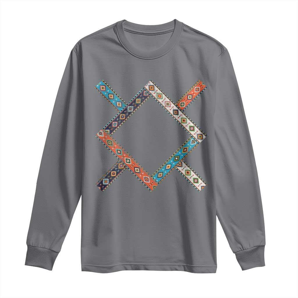 Northern Cheyenne Tribe Flag Montana Tribal Pattern Long Sleeve Shirt TS11 Charcoal Print Your Wear